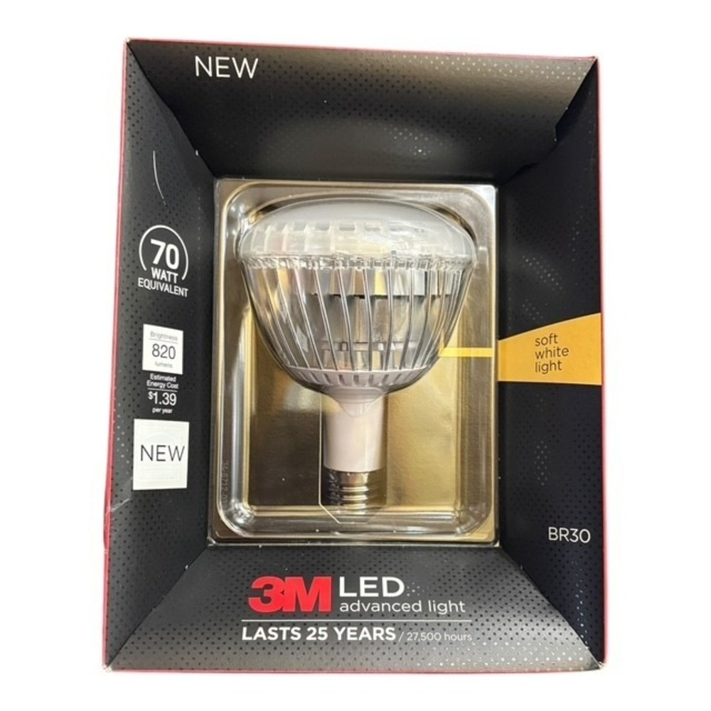 3M BR30 LED Advanced Light Bulb 70W Equivalent 820 Lumens Soft White 27500 Hrs
